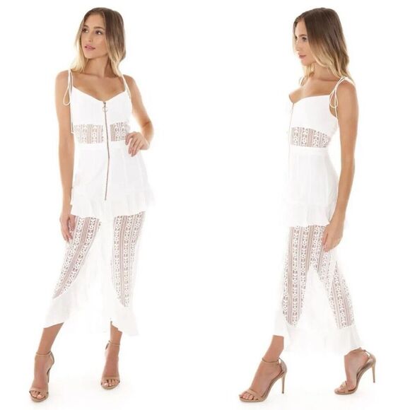 NWT For Love & Lemons x Revolve Lovebird White Lace Midi Dress Small $295 MSRP - Picture 3 of 9
